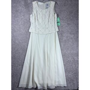 R&M Richards Petite Sleeveless Beaded Formal Dress Ivory Size 8P‎ - READ